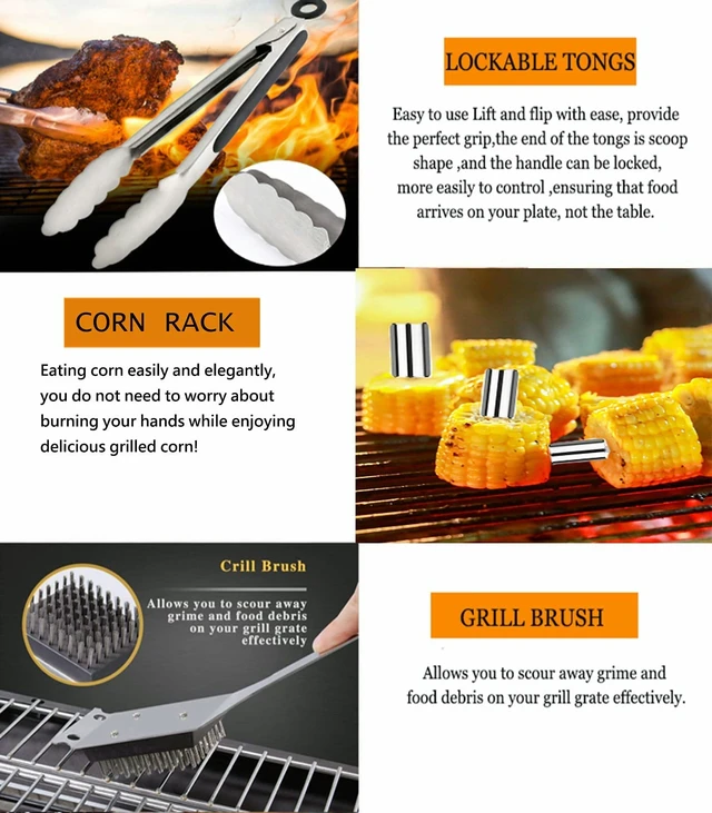 Alt view image 7 of 7 - Grilling Accessories,BBQ Grill Sets for Outdoor,Grill Tool Set,Grill Kit for Camping,Backyard,BBQ Accessories with Apron,BBQ Gifts for Men,Grilling Gifts for Men