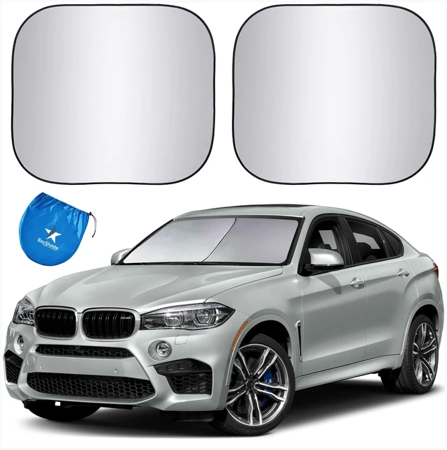 Main image of Car Windshield Sun Shade. See Vehicle Size-Chart. Medium (M) Size | Foldable 2-Piece Sunshade with Shield-X Reflective Technology. Sun Visor for SUV, Truck, Car Front Windshield. See Size Chart