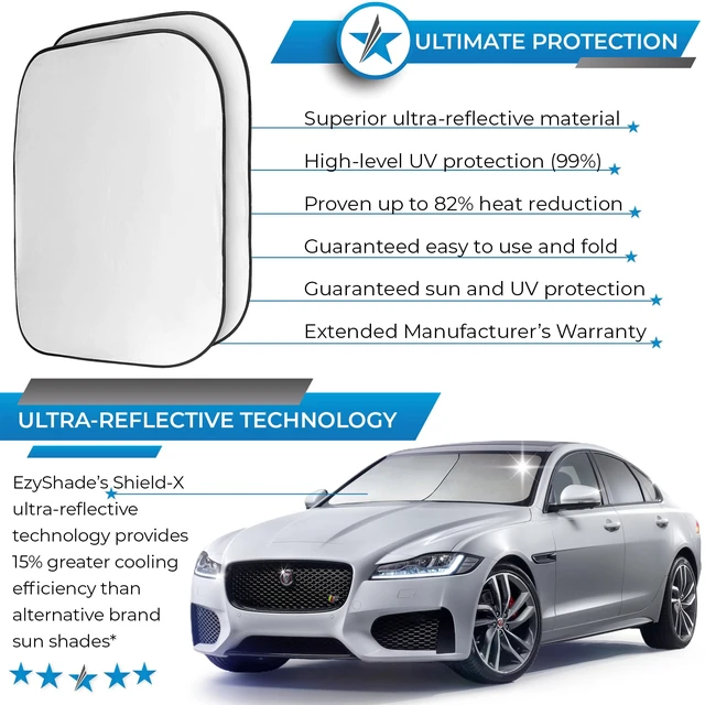 Alt view image 2 of 6 - Car Windshield Sun Shade. See Vehicle Size-Chart. Medium (M) Size | Foldable 2-Piece Sunshade with Shield-X Reflective Technology. Sun Visor for SUV, Truck, Car Front Windshield. See Size Chart