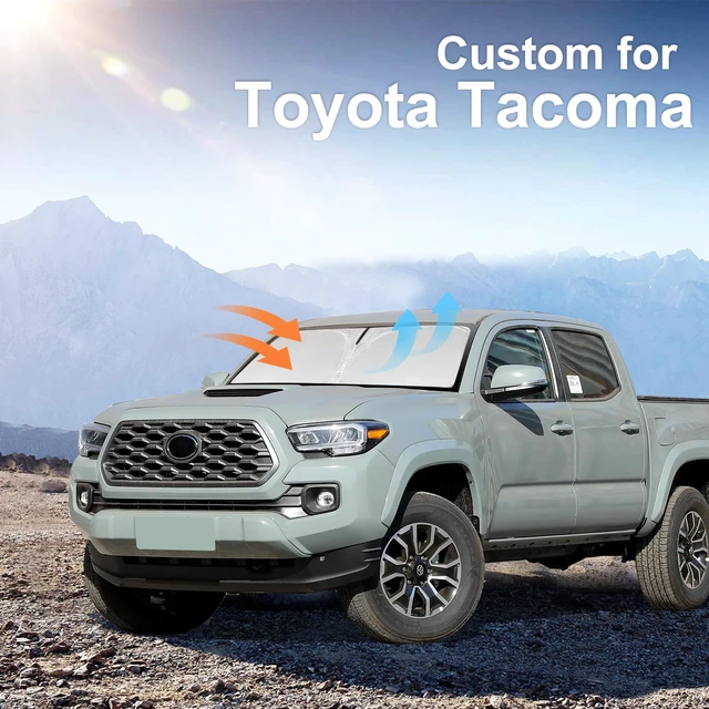 Alt view image 5 of 7 - for Toyota Tacoma 2016-2024 2025 2026 Sun Shade Sunshade Windshield Cover | 4 Layers Front Window Shade Custom Fit Tacoma 2Dr 4Dr Pickup Sun Visor 240T Shade Blocks UV Rays Car Accessories