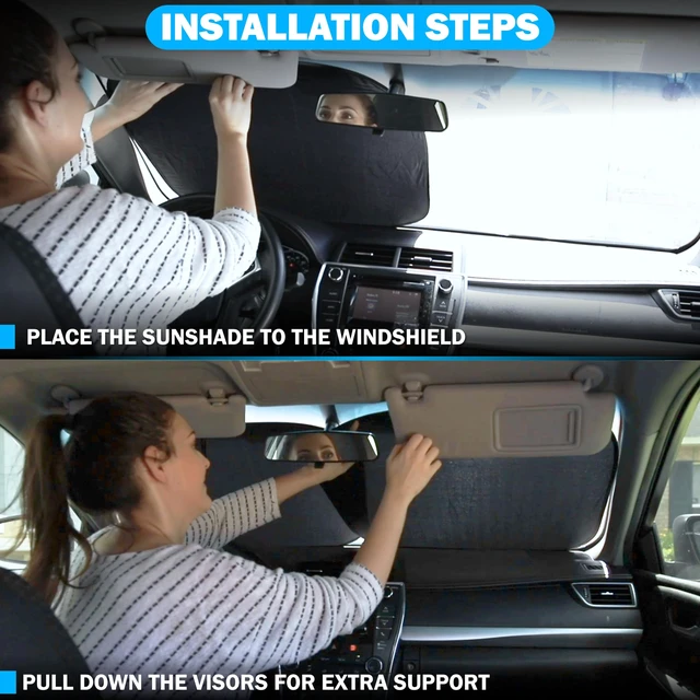 Alt view image 7 of 7 - Car Windshield Sun Shade Foldable | Front Windshield Shade for Sun, Heat and UV Rays | Sunshade for Car Front Window and Interior Sun Protection | Medium (28 x 31 inches)