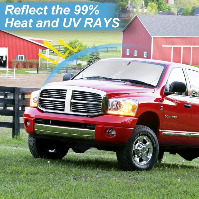 Alt view image 2 of 6 - Windshield Sun Shade for 2010-2026 Dodge RAM 1500 2500 3500 Sun Visor | Custom Fits Ram 2Dr RegularCab, 4Dr QuadCab, CrewCab, MegaCab Truck Accessories Cover Window Sunshade