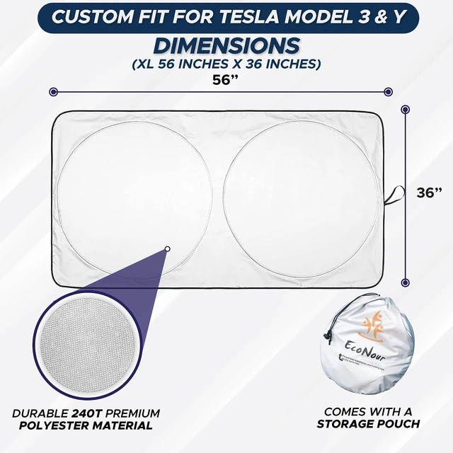 Alt view image 3 of 7 - Windshield Sun Shade Compatible with Tesla Model 3 & Model Y