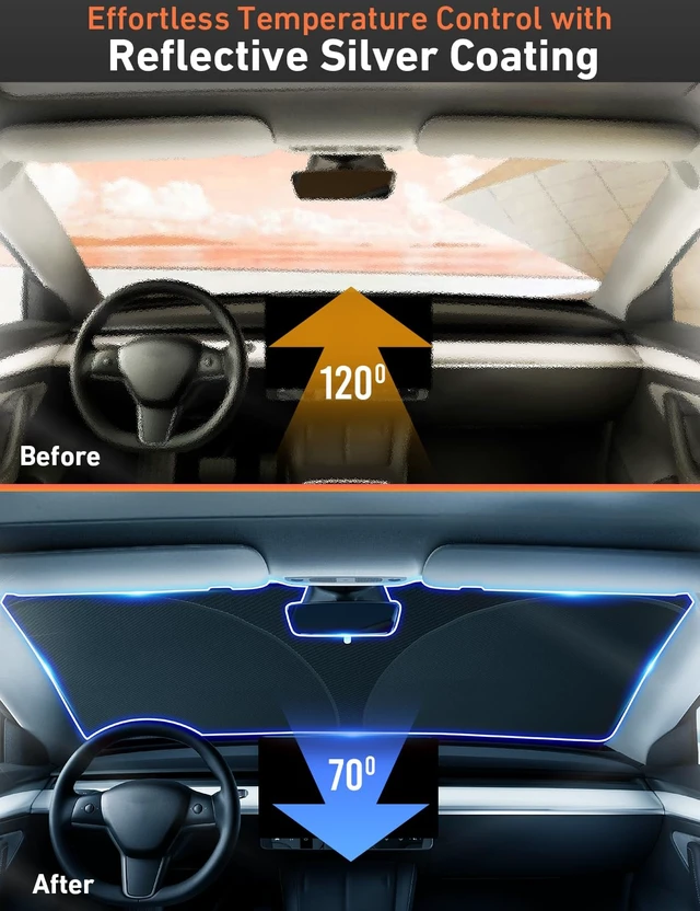 Alt view image 5 of 7 - Windshield Sun Shade Compatible with Tesla Model 3 & Model Y