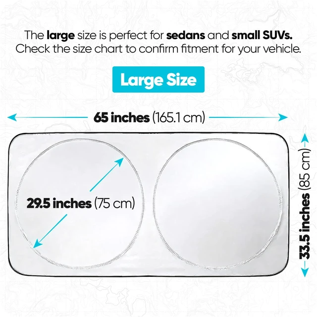 Alt view image 3 of 7 - Windshield Sun Shade - Sunshade for Car Windshield - 240T Polyester | Foldable Window Shade | Heat & UV Shield | Storage Bag