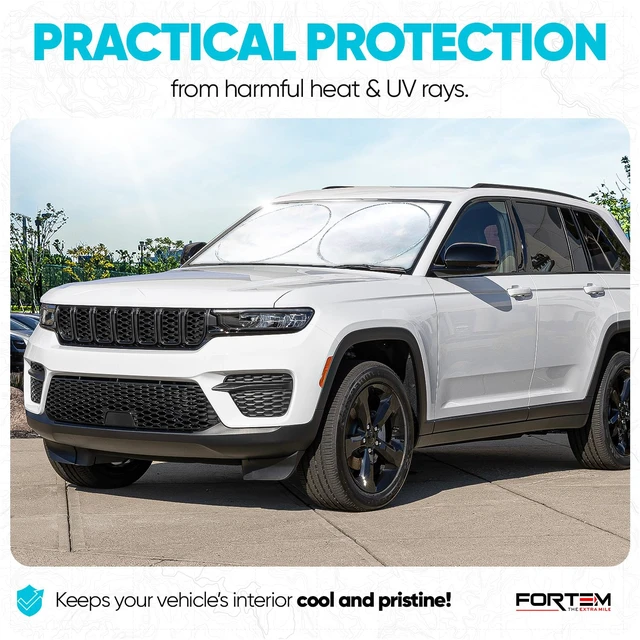 Alt view image 2 of 7 - Windshield Sun Shade - Sunshade for Car Windshield - 240T Polyester | Foldable Window Shade | Heat & UV Shield | Storage Bag