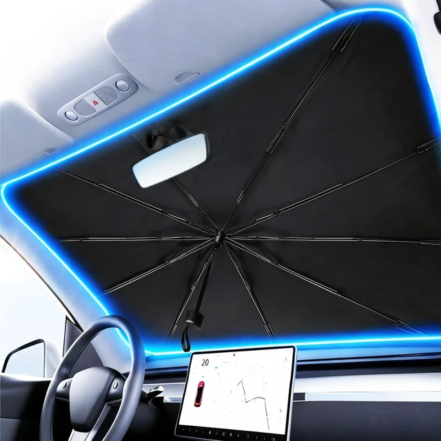 Main image of Car Windshield Sun Shade Umbrella, Keep Cool and Protect Interior | 56 L X 31" W Cover for Front Window, Heat & UV Protection, Easy Open Keep Cool, Fits Auto Sedan SUV