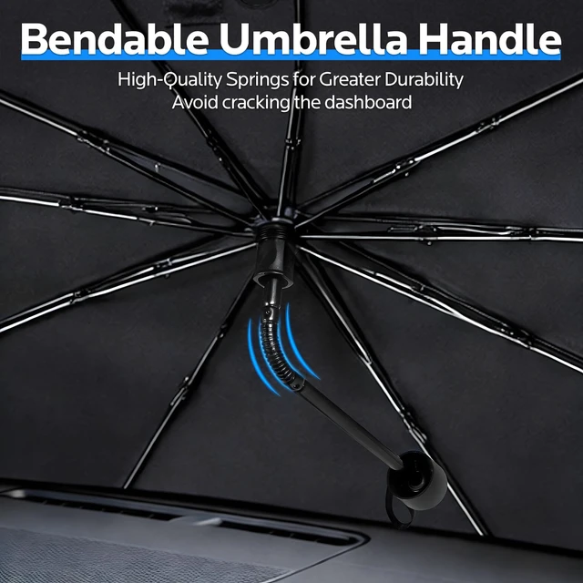 Alt view image 5 of 7 - Car Windshield Sun Shade Umbrella, Keep Cool and Protect Interior | 56 L X 31" W Cover for Front Window, Heat & UV Protection, Easy Open Keep Cool, Fits Auto Sedan SUV