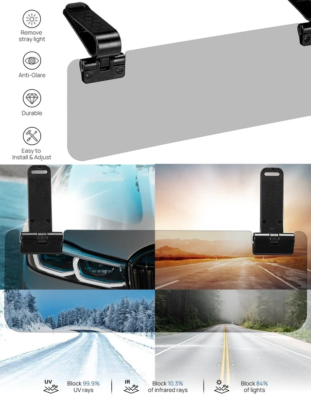 Alt view image 3 of 7 - Sun Visor Extender for Cars, Polarized Sun Visor Extender Universal Sun Blocker UV400, Adjustable Visor Extension for Car Visor,Double-Clip,Anti Glare Stray Light