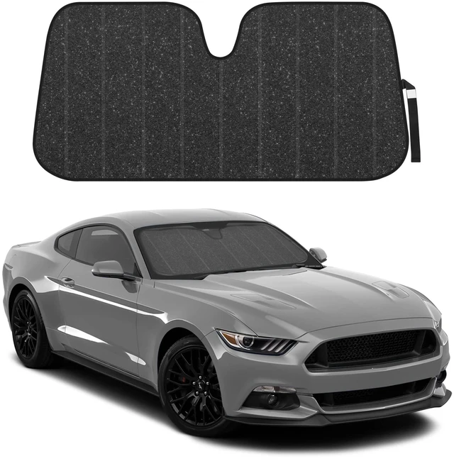Main image of AS-2511 Front Windshield Shade-Accordion Folding Auto Sunshade for Car Truck SUV-Blocks UV Rays Sun Visor Protector-Keeps Your Vehicle Cool-57 x 27 Inch, Black Glitter