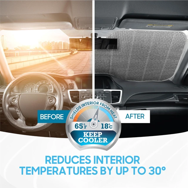 Alt view image 4 of 7 - AS-2511 Front Windshield Shade-Accordion Folding Auto Sunshade for Car Truck SUV-Blocks UV Rays Sun Visor Protector-Keeps Your Vehicle Cool-57 x 27 Inch, Black Glitter