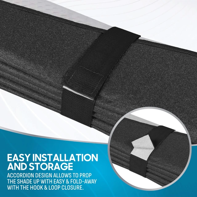 Alt view image 6 of 7 - AS-2511 Front Windshield Shade-Accordion Folding Auto Sunshade for Car Truck SUV-Blocks UV Rays Sun Visor Protector-Keeps Your Vehicle Cool-57 x 27 Inch, Black Glitter