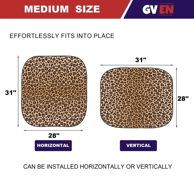 Alt view image 2 of 6 - Windshield Sun Shade 2pcs with Bonus Car Sunshade for Front Window Shades 2025 Technology Reflect UV and Heat Sun Visor Automotive Interior Sun Protection (Leopard, M)