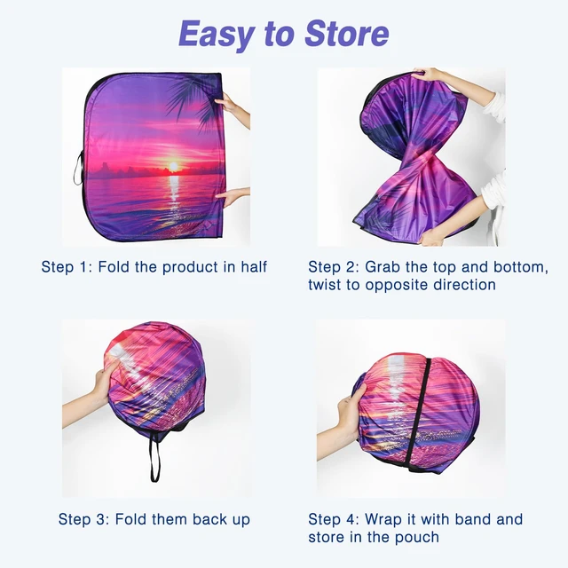 Alt view image 3 of 6 - Windshield Sun Shade, Car Sun Shade Windshield with Storage Bag 55"X32" | Windshield Sun Shade Foldable Keeps Interior Cool, Foldable Sunshade for Car Windshield with Storage Bag for Cars, SUVs