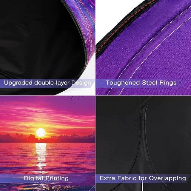 Alt view image 4 of 6 - Windshield Sun Shade, Car Sun Shade Windshield with Storage Bag 55"X32" | Windshield Sun Shade Foldable Keeps Interior Cool, Foldable Sunshade for Car Windshield with Storage Bag for Cars, SUVs