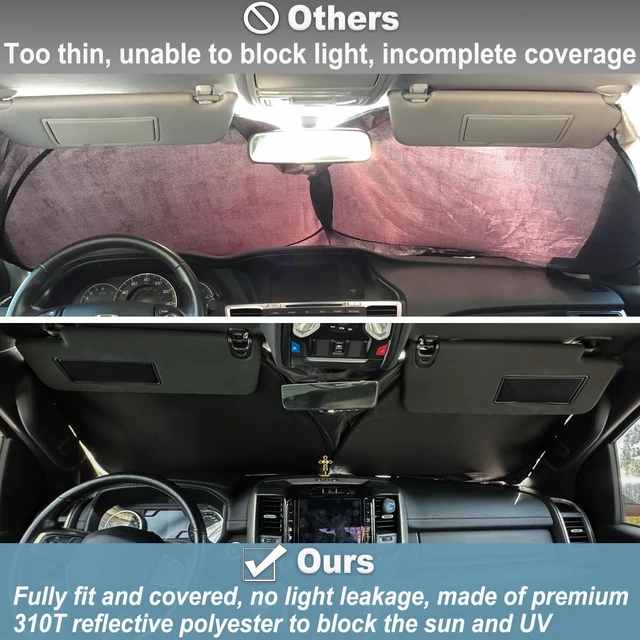 Alt view image 4 of 7 - Premium Windshield Sun Shade for 2019-2025 2026 Dodge RAM 1500, Reflective 310T Material Front Window Sun Visor Blocks UV Rays Foldable Sunshade