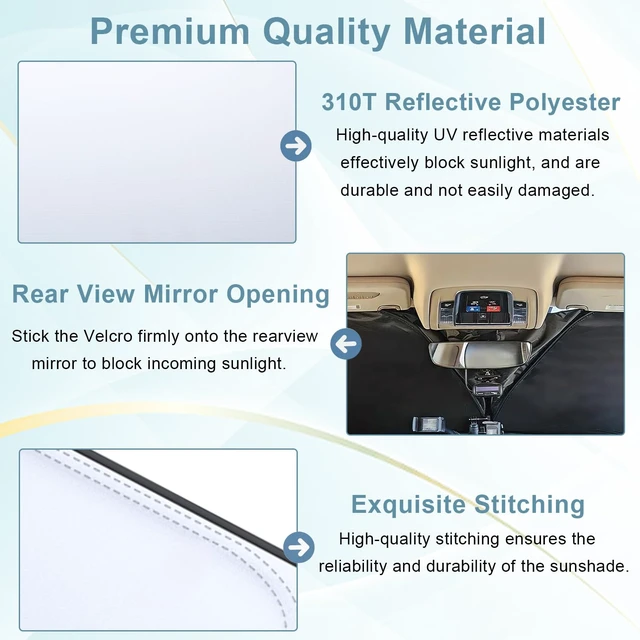 Alt view image 6 of 7 - Premium Windshield Sun Shade for 2019-2025 2026 Dodge RAM 1500, Reflective 310T Material Front Window Sun Visor Blocks UV Rays Foldable Sunshade