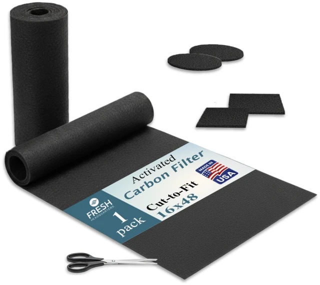 Main image of Activated Carbon Filter Pad - Cut to Fit Air Vent Filters for Home, AC, Furnace, Range Hood & Vent - Charcoal Filter Sheets Material for Dust, Odor, Smoke & Allergen Removal - 1 Pack