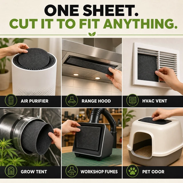Alt view image 7 of 7 - Premium Coconut Carbon Filter 16x48 Inch Air Purifier Pre Filter | Cut-to-Fit Sheet, Odor Control, HVAC Vents, Air Purifiers, 5MM Thick