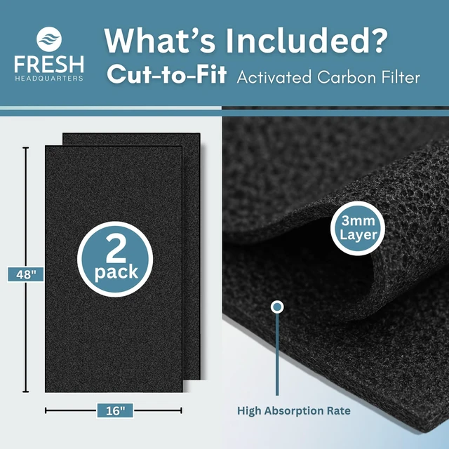 Alt view image 2 of 7 - Activated Carbon Filter Pad - Cut to Fit Air Vent Filters for Home, AC, Furnace, Range Hood & Vent - Charcoal Filter Sheets Material for Dust, Odor, Smoke & Allergen Removal - 2 Pack