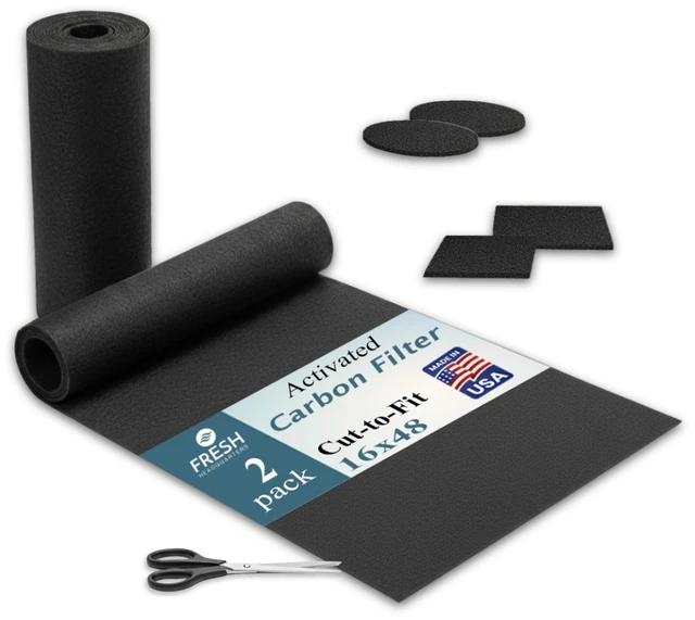 Main image of Activated Carbon Filter Pad - Cut to Fit Air Vent Filters for Home, AC, Furnace, Range Hood & Vent - Charcoal Filter Sheets Material for Dust, Odor, Smoke & Allergen Removal - 2 Pack