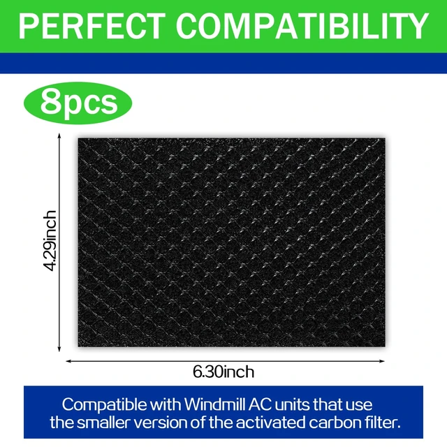 Alt view image 2 of 6 - 8 pack Air Conditioner Activated Carbon Replacement Filters for AC Household Odor Absorption Easy Replacement(6.3" X 4.3" X 3/16")