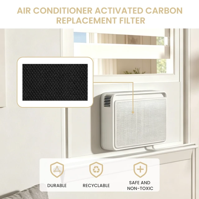 Alt view image 4 of 6 - 6.3 x 4.3 x 3/16 Activated Carbon Filter Compatible with Windmill Window Air Conditioner, Filters Smoke, Pollen, Dust et., 4 Pack