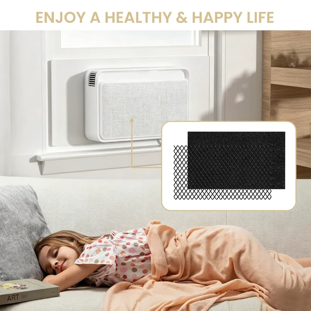 Alt view image 6 of 6 - 6.3 x 4.3 x 3/16 Activated Carbon Filter Compatible with Windmill Window Air Conditioner, Filters Smoke, Pollen, Dust et., 4 Pack