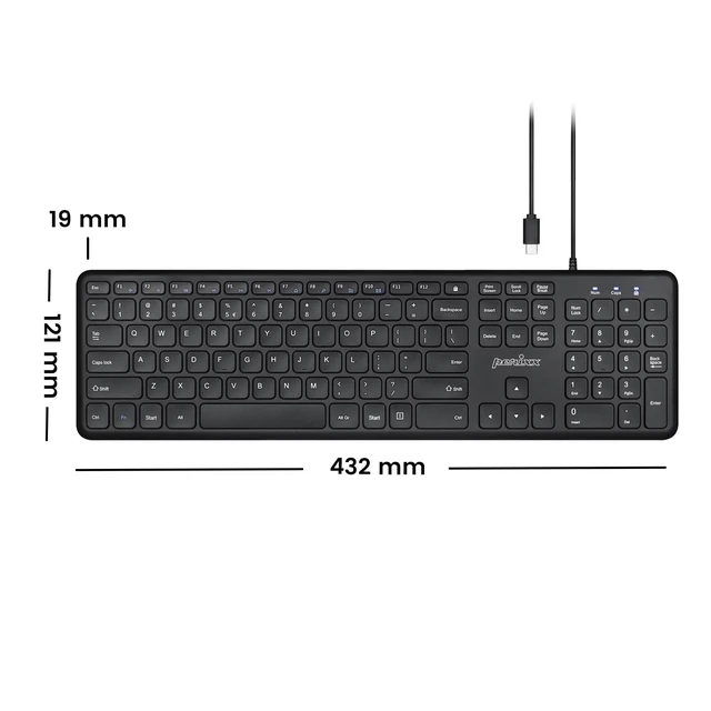 Alt view image 2 of 7 - PERIBOARD-210C Wired Full-Size USB C Keyboard with Quiet Scissor Keys - Compatible with Windows, macOS, and Android Tablet and Laptops - Black - US English
