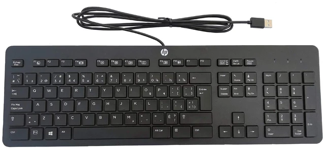 Main image of Hewlett Packard Business Black USB Slim Style Windows Enhanced Keyboard. HP P/N 803823-001