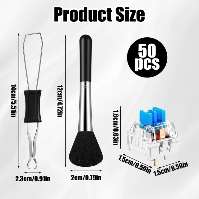 Alt view image 2 of 7 - 50 Pieces Blue Mechanical Keyboard Switch Keyboard Clickers 3 Pin Pre Lubricated Clicky Key Switches Dustproof Waterproof Keyboard Keys with Puller and Brush for Mechanical Gaming Keyboard