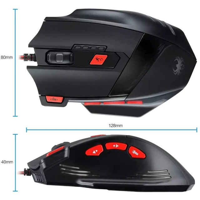 Alt view image 5 of 6 - Gaming Mouse with 8 Programmable Buttons,9200DPI Optical Wired Ergonomic Mouse, USB Corded Computer Gaming Mice for PC, Laptop,Mac, Black