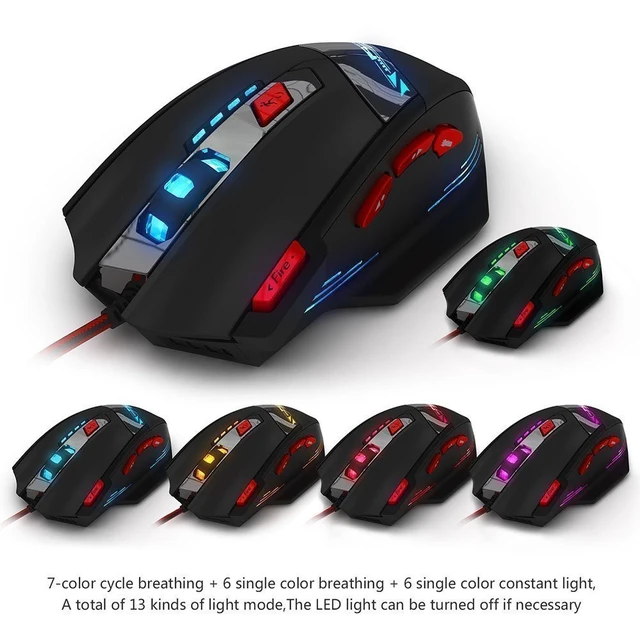 Alt view image 6 of 6 - Gaming Mouse with 8 Programmable Buttons,9200DPI Optical Wired Ergonomic Mouse, USB Corded Computer Gaming Mice for PC, Laptop,Mac, Black