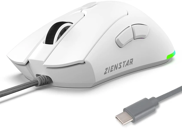 Main image of Wired USB C Gaming Mice,7200DPI,Ergonomic Mouse with RGB Backlit for Apple MacBook,Computer or Laptops with Type C Port-White