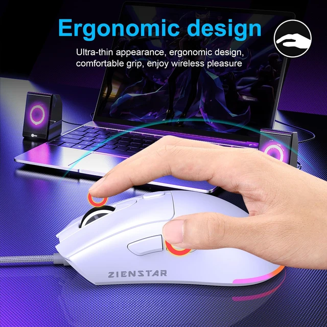 Alt view image 5 of 6 - Wired USB C Gaming Mice,7200DPI,Ergonomic Mouse with RGB Backlit for Apple MacBook,Computer or Laptops with Type C Port-White