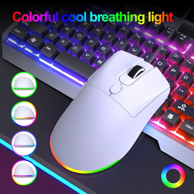 Alt view image 4 of 6 - Wired USB C Gaming Mice,7200DPI,Ergonomic Mouse with RGB Backlit for Apple MacBook,Computer or Laptops with Type C Port-White