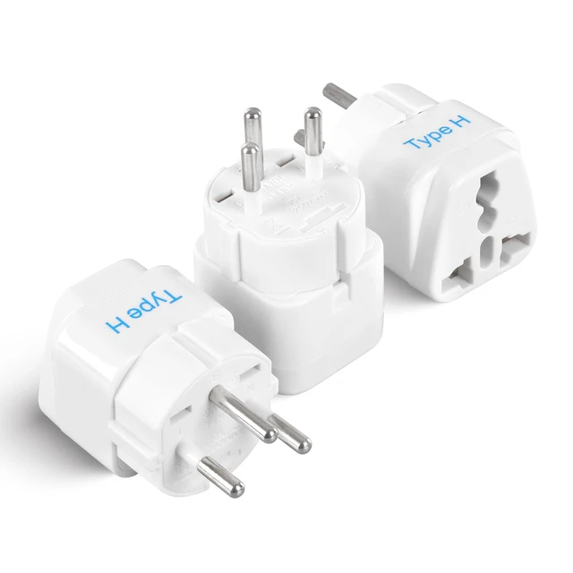 Main image of Israel Power Adapter Travel Universal Plug,Works in Palestine,Jerusalem,Holy City-Perfect for Charging your Electronic Devices (Type H)- Safe Grounded Connection-3 Pack (GP-14-3PK),White