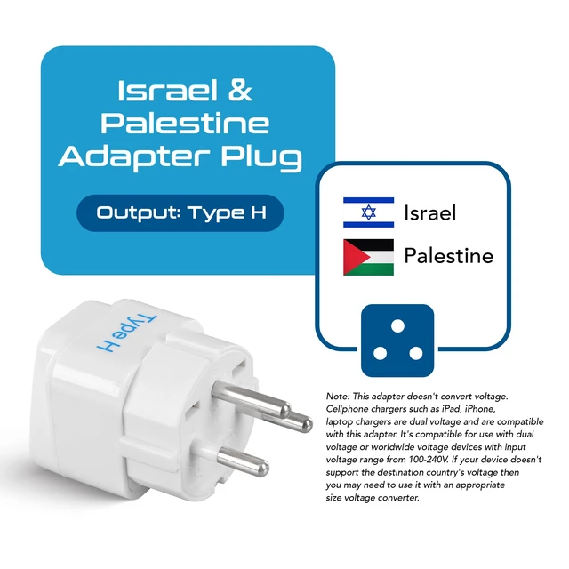 Alt view image 2 of 7 - Israel Power Adapter Travel Universal Plug,Works in Palestine,Jerusalem,Holy City-Perfect for Charging your Electronic Devices (Type H)- Safe Grounded Connection-3 Pack (GP-14-3PK),White