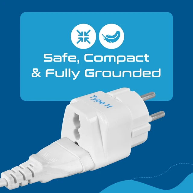 Alt view image 7 of 7 - Israel Power Adapter Travel Universal Plug,Works in Palestine,Jerusalem,Holy City-Perfect for Charging your Electronic Devices (Type H)- Safe Grounded Connection-3 Pack (GP-14-3PK),White