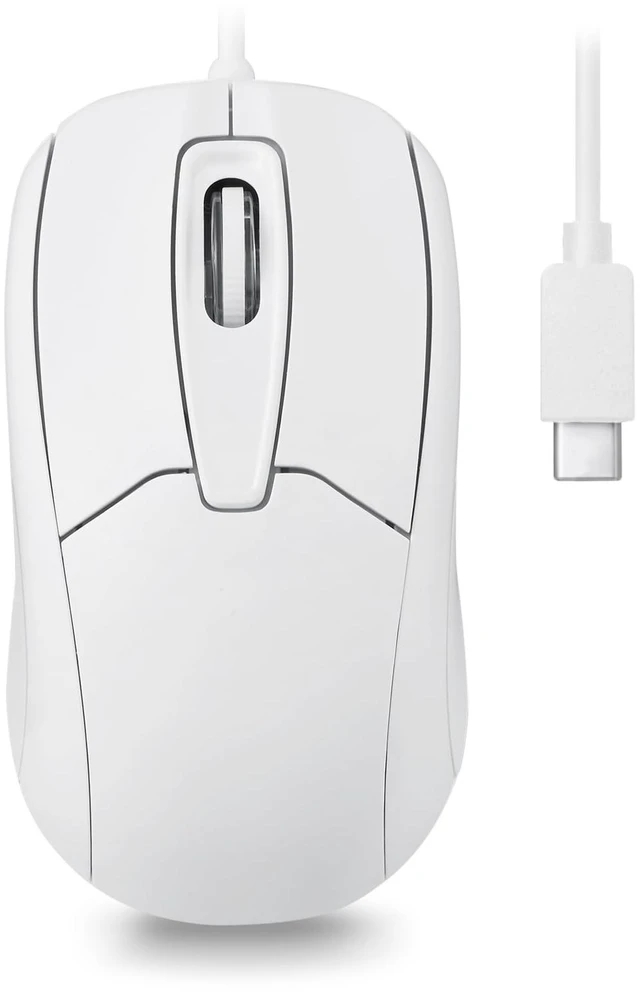 Main image of PERIMICE-209CW USB Type C Wired Optical Mouse - 4.9 Ft Cable - 1000 DPI - White