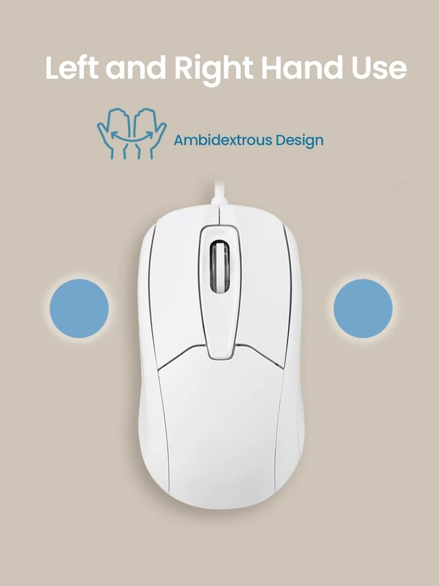 Alt view image 4 of 7 - PERIMICE-209CW USB Type C Wired Optical Mouse - 4.9 Ft Cable - 1000 DPI - White