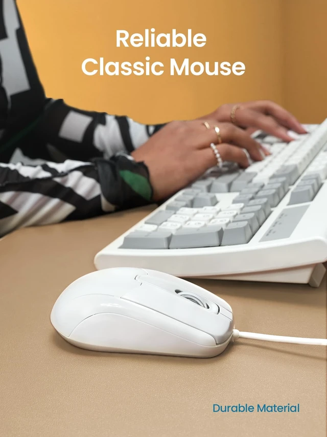 Alt view image 7 of 7 - PERIMICE-209CW USB Type C Wired Optical Mouse - 4.9 Ft Cable - 1000 DPI - White