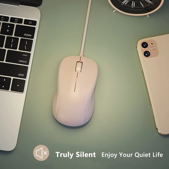 Alt view image 3 of 7 - USB Silent Wired Computer Mouse with Easy Click for Office and Home, 1200DPI, Premium and Portable, Compatible with Windows PC, Laptop, Desktop, Notebook (Pink)