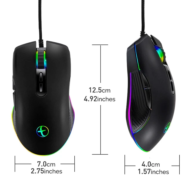 Alt view image 3 of 7 - Wired Type C Mouse Gaming Mice 3200 DPI for USB Type C Device Black | Wired Mouse Ergonomic 4 RGB Backlight Compatible with Matebook, Chromebook, Windows, Laptop and More USB Type C Devices