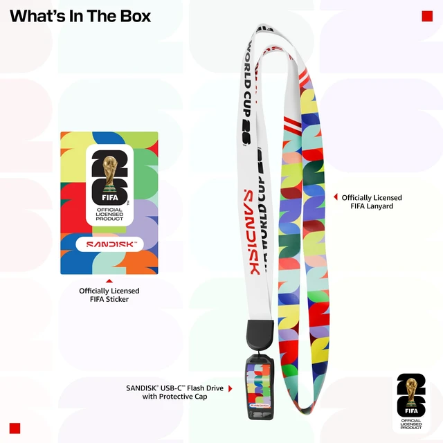 Alt view image 7 of 7 - 64GB USB-C Flash Drive, FIFA World Cup 2026 Edition - Black USB Flash Drive, Up to 300MB/s Transfer speeds, USB 3.2 Gen 1, USB Type-C, With Custom Lanyard & Sticker, App