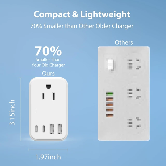 Alt view image 7 of 7 - 2000W 220V to 110V Voltage Converter US to Europe, Power Converter with Type C, A, G, I Plugs, 2 USB C & 2 USB A Ports, European Travel Converter for Hair Dryer, Curling Iron, Straightener, Chargers