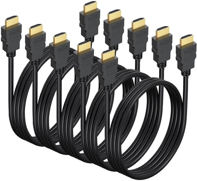 Main image of 4K HDMI Cable 3.3 FT 5-Pack, Shielded HDMI TV Cord, CL3 Rated, HDCP 2.2 | Gold-Plated HDMI 2.0 Male Cable 120Hz ARC 3D HDR| for Docking Station, PC,Monitor, Switch, Splitter, PS4/5, Xbox, Soundbar
