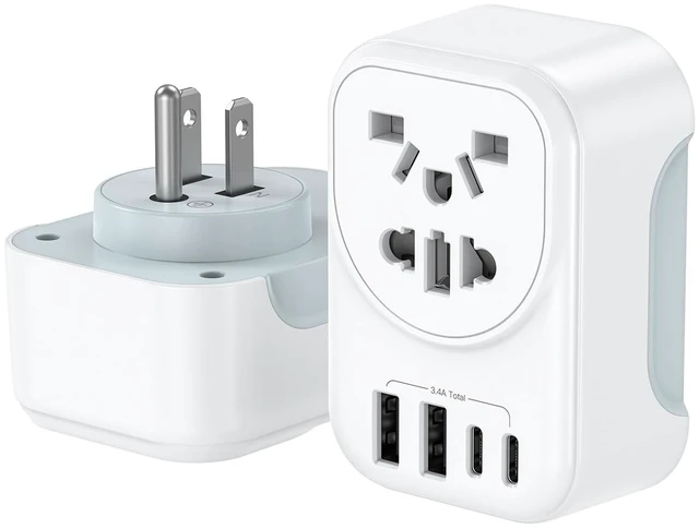 Main image of World to US Canada Travel Plug Adapter, Universal Travel Adapter | Europe/China/Japan/Australia/UK to USA Power Adapter with 2 USB A and 2 USB C Ports, Wall Outlet Power Charger (1 Pack)