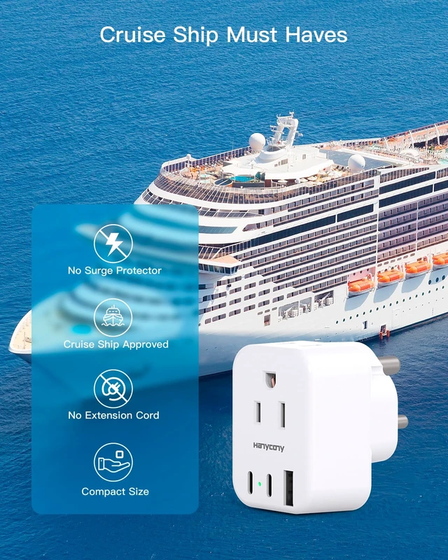 Alt view image 5 of 7 - US to India Plug Adapter, Type D Travel Charger Power Adaptor Bangladesh | 2 AC Outlets 3 USB Ports (2 USB C), India Power Travel Adapter for USA to India, Bangladesh, Maldives, Pakistan, Sri Lanka