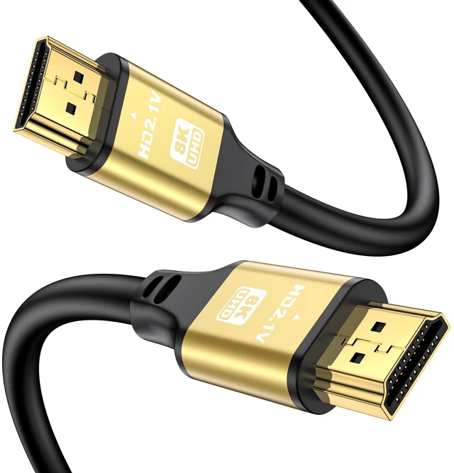Main image of Short Hdmi Cable 3FT, 8K@60Hz 4K@120Hz, 48Gbps Ultra High Speed Hdmi 2.1 Cord with Gold-Plated Connectors, Aluminum Shell, for Monitor, Laptop, TV, soundbar, PS5, Xbox, Gaming Console(Gold)